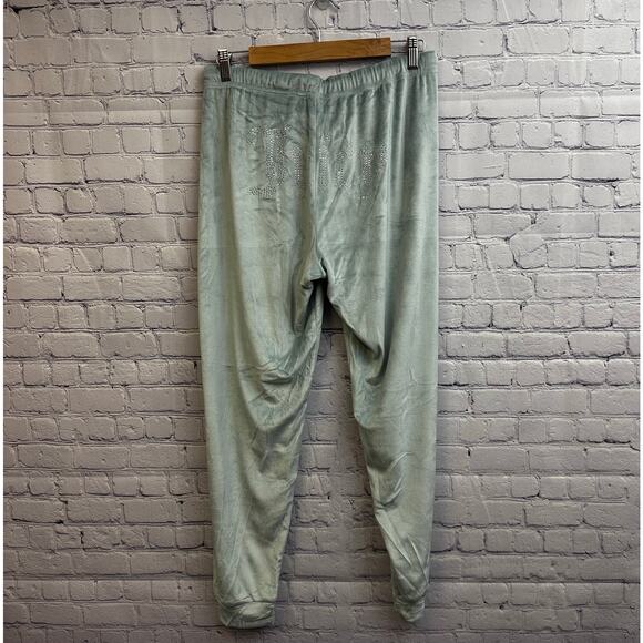 Juicy Couture Light Blue Velour Bling Track Drawstring Pants Size Medium Cozy - Picture 3 of 7